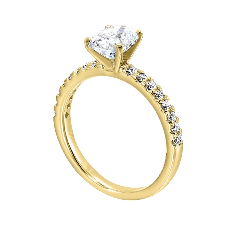 14Kt Yellow Gold Semi Mount 1/5Ctw For 1Ctw Oval Center