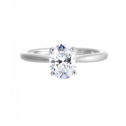 14Kt White Gold Semi Mount 1/20Ctw For 1Ctw Oval Center