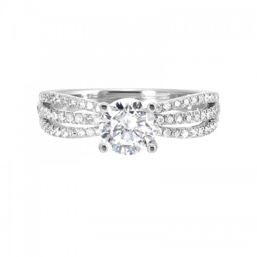 14Kt White Gold Semi Mount 1/3Ctw For 1Ctw Round Center