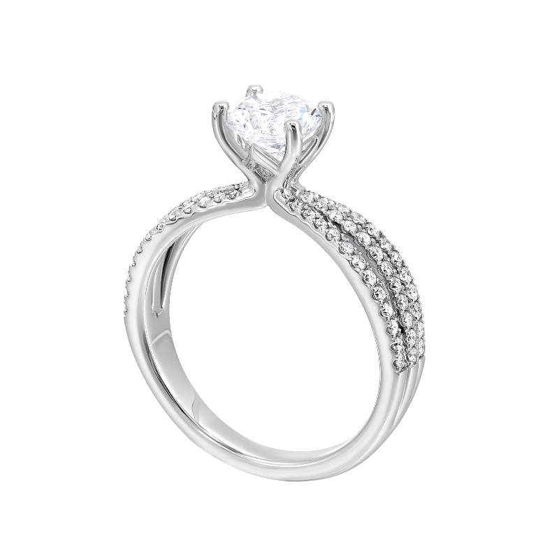 14Kt White Gold Semi Mount 1/3Ctw For 1Ctw Round Center