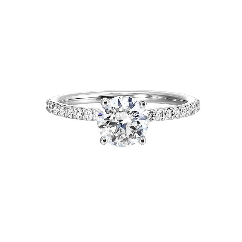 14Kt White Gold Semi Mount 1/5Ctw For 1Ctw Round Center