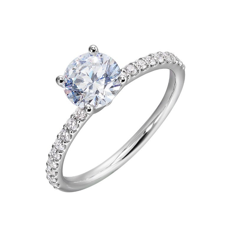 14Kt White Gold Semi Mount 1/5Ctw For 1Ctw Round Center