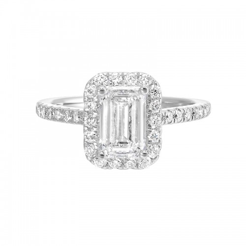 14Kt White Gold Semi Mount 3/8Ctw For 1Ctw Emerald Cut Center