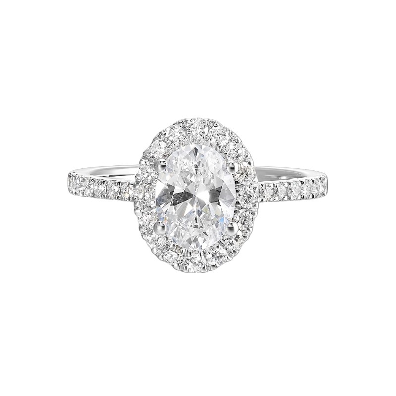 14Kt White Gold Semi Mount 1/2Ctw For 1Ctw Oval Center