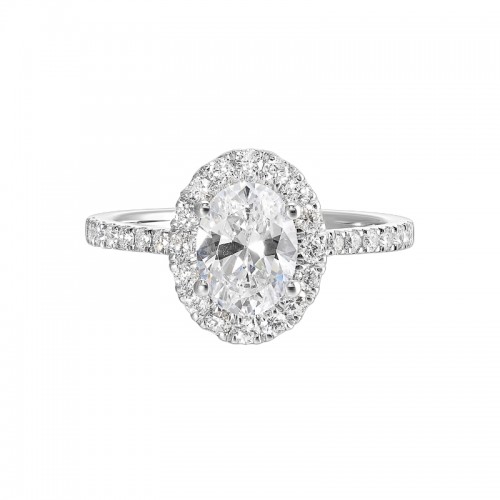 14Kt White Gold Semi Mount 1/2Ctw For 1Ctw Oval Center