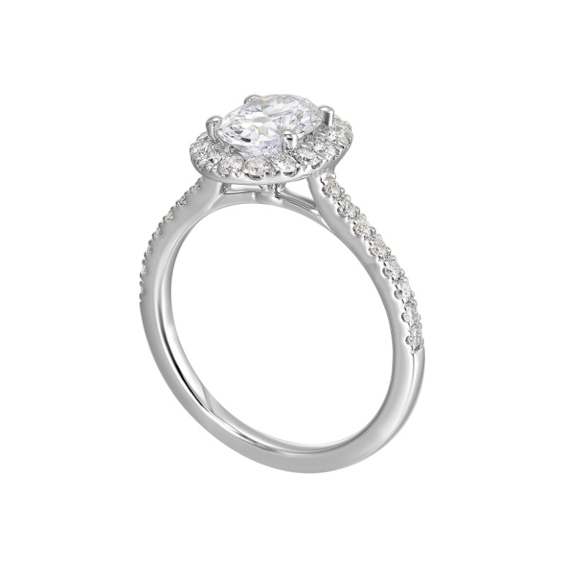 14Kt White Gold Semi Mount 1/2Ctw For 1Ctw Oval Center