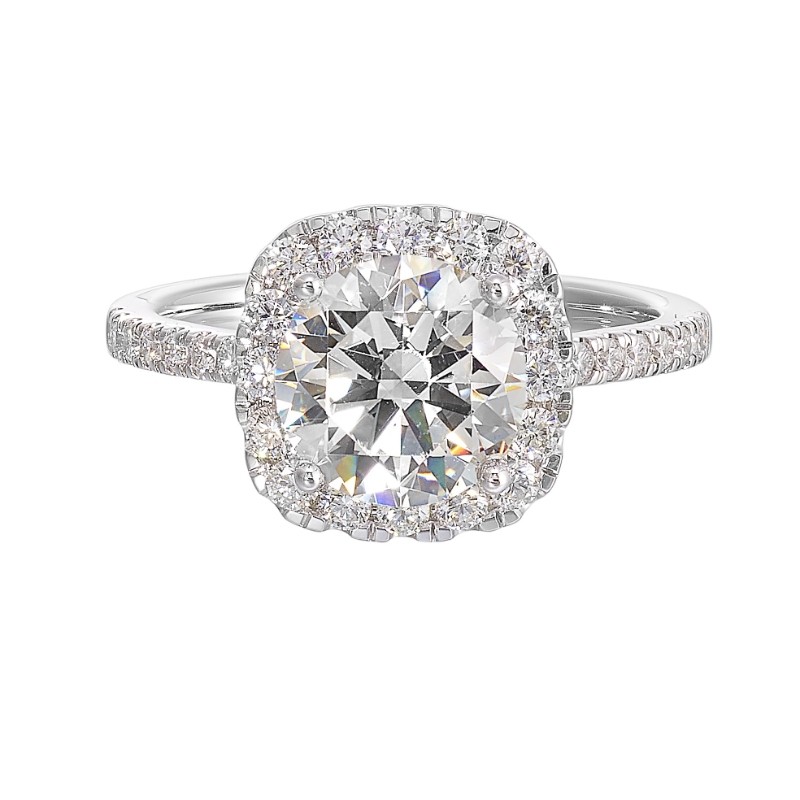 14Kt White Gold Semi Mount 1/2Ctw For 1 1/2Ctw Round Center