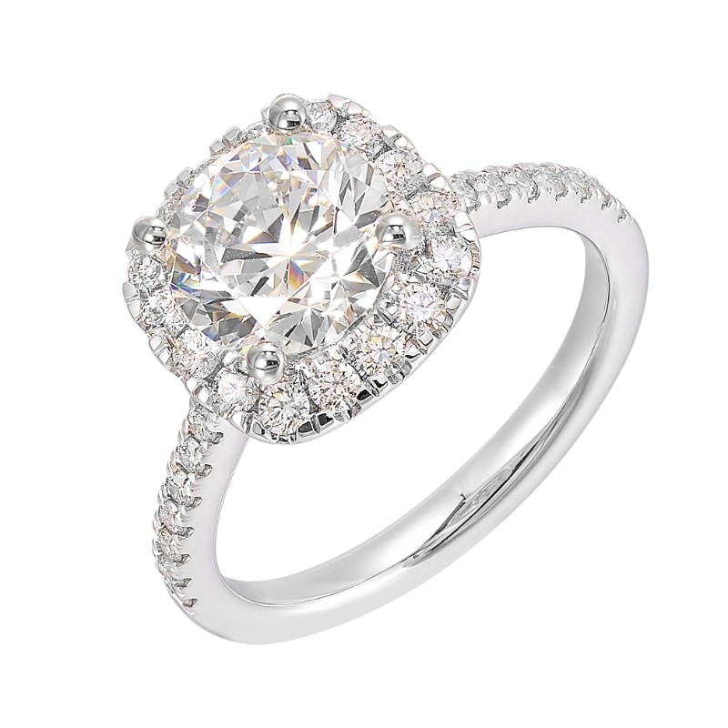 14Kt White Gold Semi Mount 1/2Ctw For 1 1/2Ctw Round Center