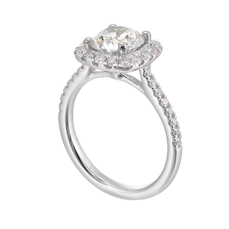 14Kt White Gold Semi Mount 1/2Ctw For 1 1/2Ctw Round Center