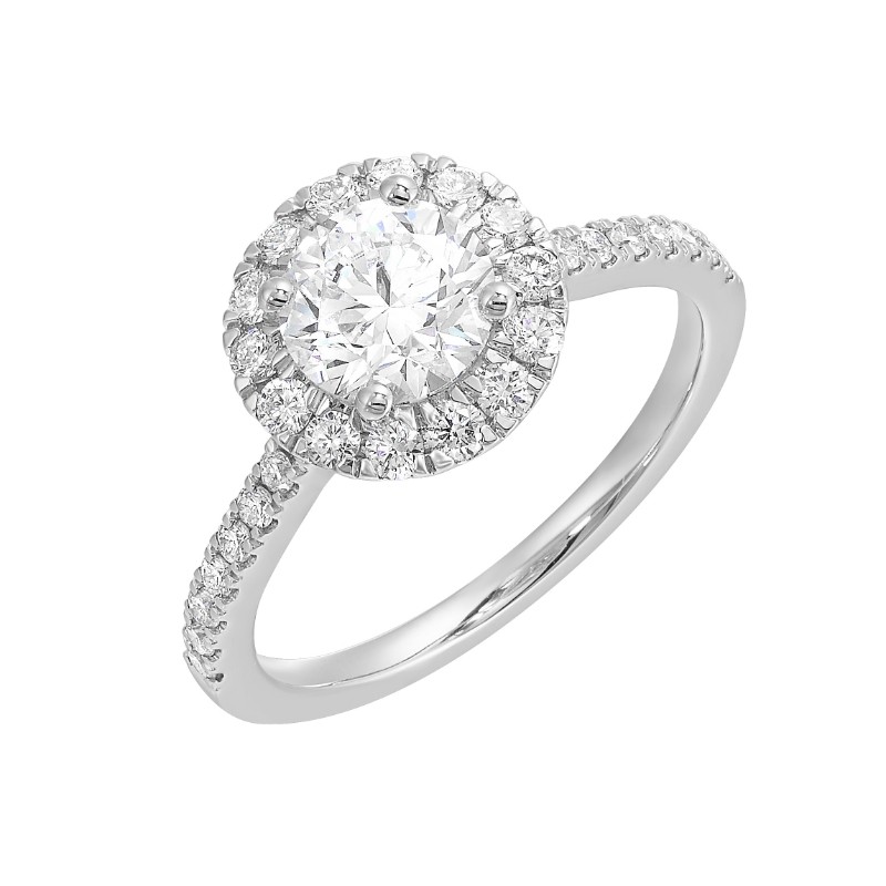 14Kt White Gold Semi Mount 1/2Ctw For 1Ctw Round Center