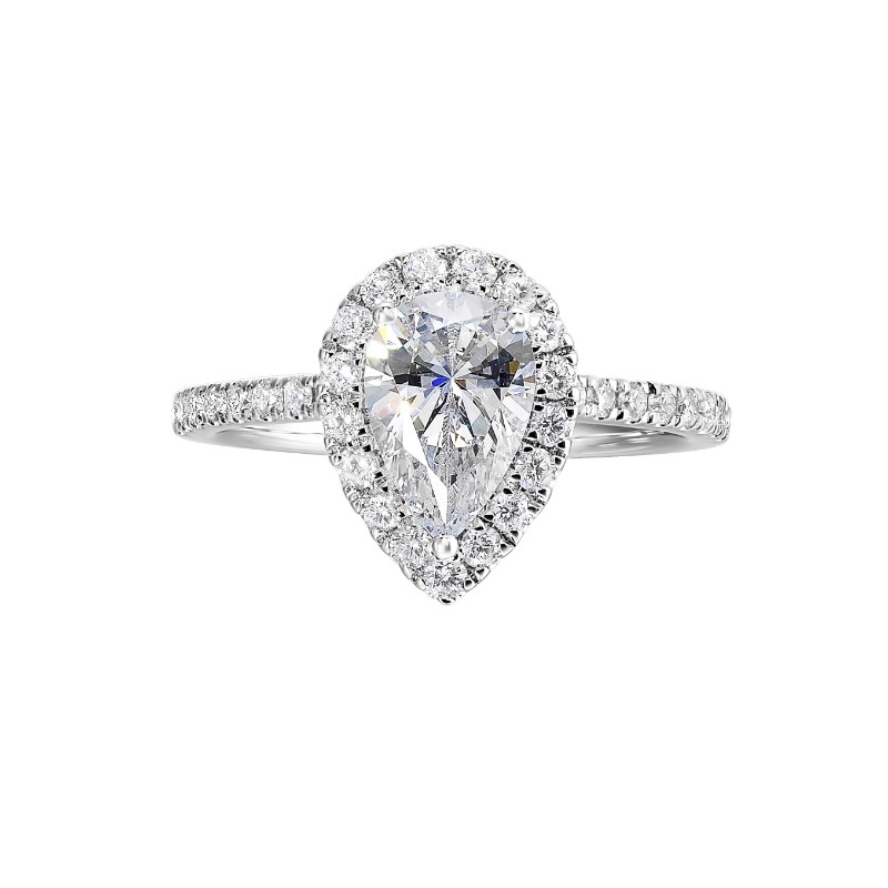 14Kt White Gold Semi Mount 3/8Ctw For 1Ctw Pear Center