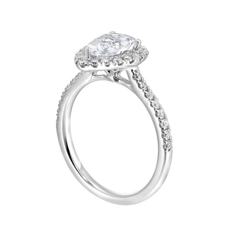 14Kt White Gold Semi Mount 3/8Ctw For 1Ctw Pear Center