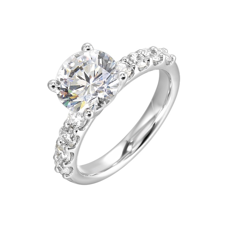 14Kt White Gold Semi Mount 5/8Ctw For 2Ctw Round Center