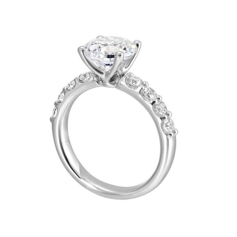 14Kt White Gold Semi Mount 5/8Ctw For 2Ctw Round Center