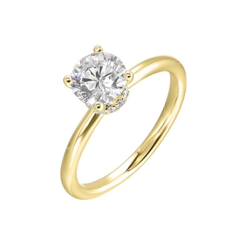 14Kt Yellow Gold Semi Mount 1/10Ctw For 1 1/2Ctw Round Center