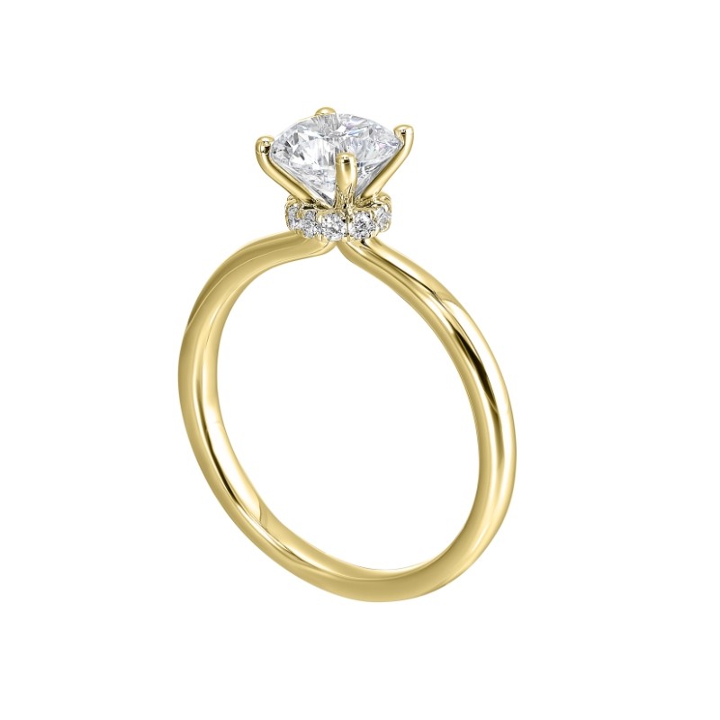 14Kt Yellow Gold Semi Mount 1/10Ctw For 1 1/2Ctw Round Center