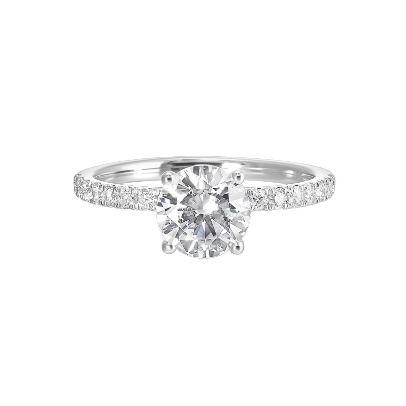 14Kt White Gold Semi Mount 3/8Ctw For 1Ctw Round Center