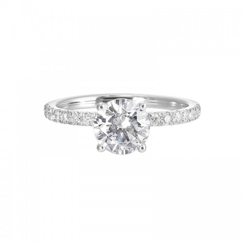 14Kt White Gold Semi Mount 3/8Ctw For 1Ctw Round Center