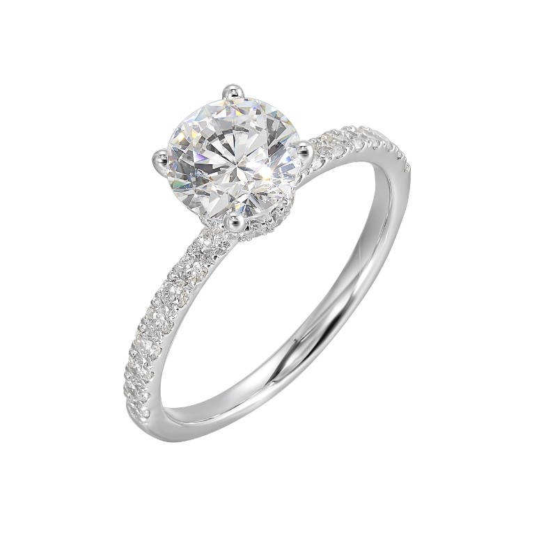 14Kt White Gold Semi Mount 3/8Ctw For 1Ctw Round Center