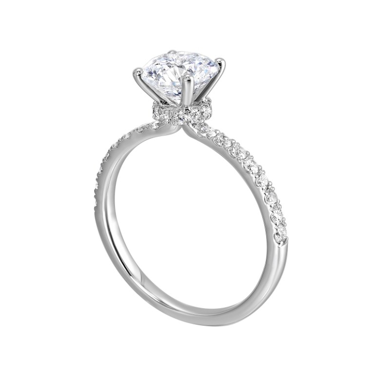 14Kt White Gold Semi Mount 3/8Ctw For 1Ctw Round Center