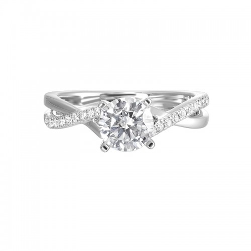 14Kt White Gold Semi Mount 1/6Ctw For 1Ctw Round Center