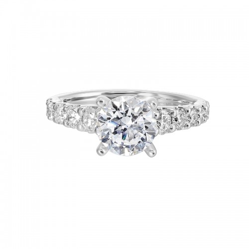 14Kt White Gold Semi Mount 7/8Ctw For 1 1/2Ctw Round Center