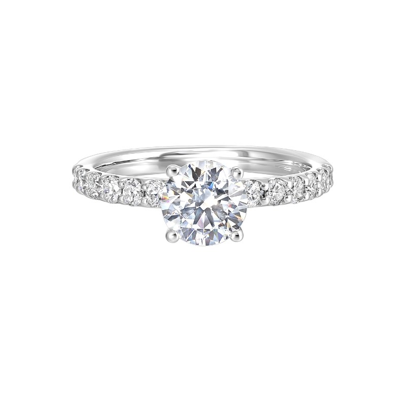 14Kt White Gold Semi Mount 3/8Ctw For 1Ctw Round Center