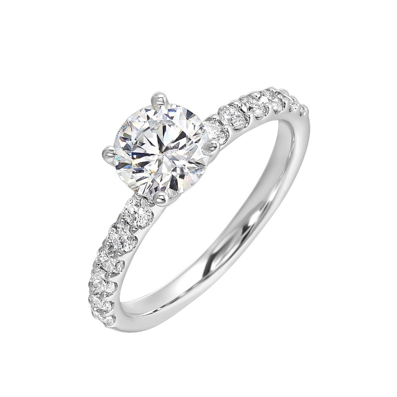 14Kt White Gold Semi Mount 3/8Ctw For 1Ctw Round Center
