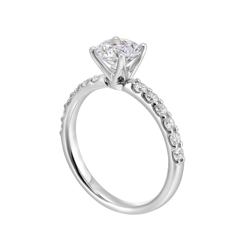 14Kt White Gold Semi Mount 3/8Ctw For 1Ctw Round Center