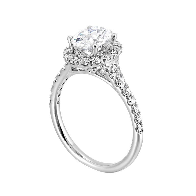 14Kt White Gold Semi Mount 1/2Ctw For 1Ctw Oval Center