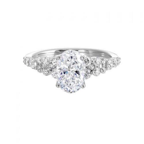 14Kt White Gold Semi Mount 1/2Ctw For 1Ctw Oval Center
