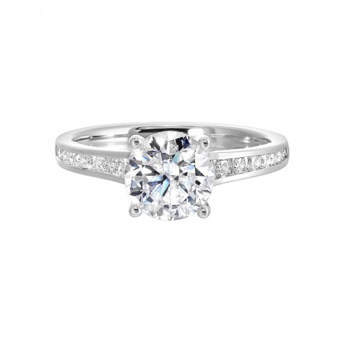 14Kt White Gold Semi Mount 1/3Ctw For 1Ctw Round Center