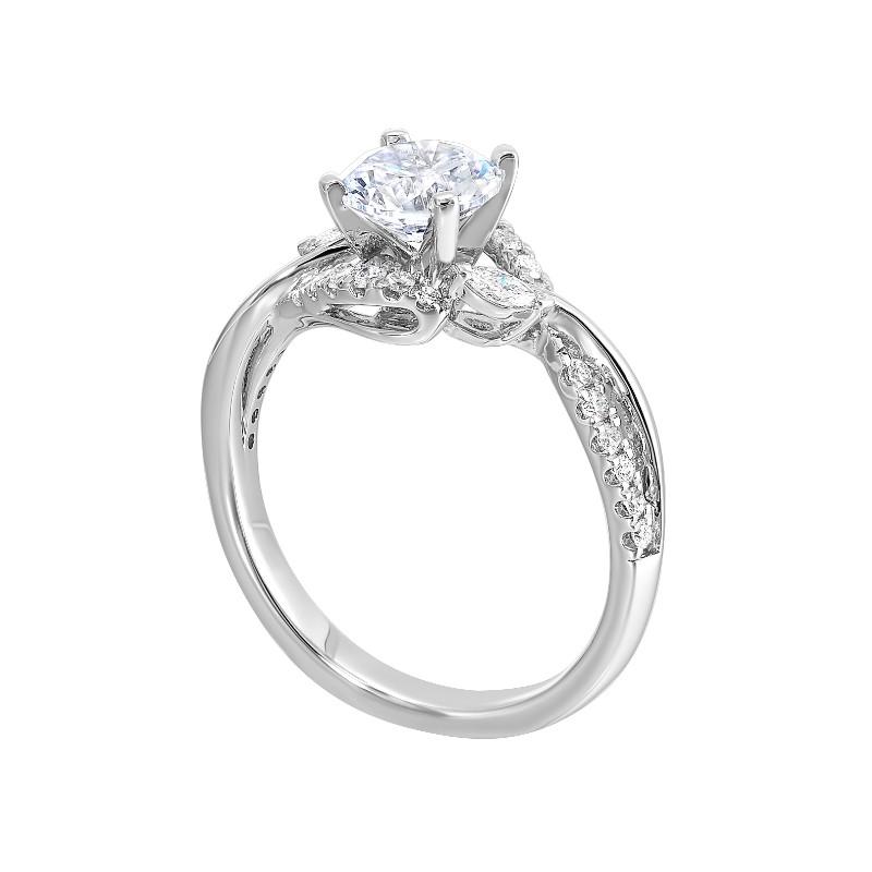 14Kt White Gold Semi Mount 1/3Ctw For 1Ctw Round Center
