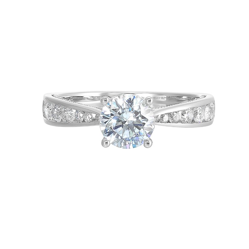 14Kt White Gold Semi Mount 1/2Ctw For 1Ctw Round Center