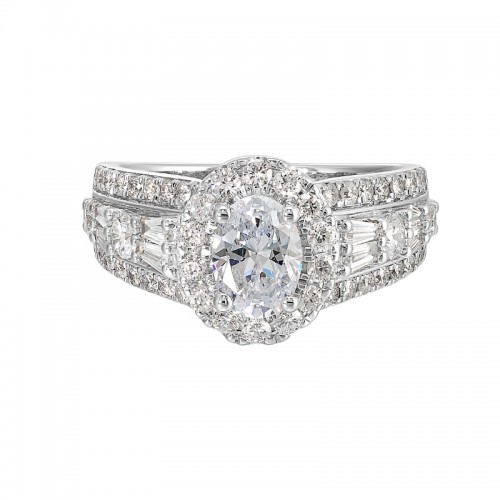 14Kt White Gold Semi Mount 1 1/7Ctw For 1Ctw Oval Center