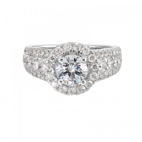 14Kt White Gold Semi Mount 1 1/3Ctw For 1Ctw Round Center