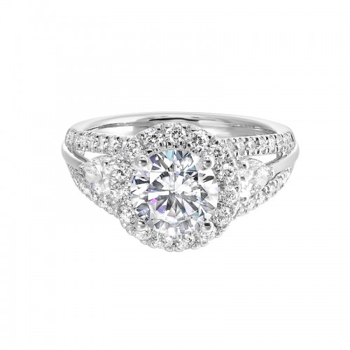 14Kt White Gold Semi Mount 1 1/7Ctw For 1 1/2Ctw Round Center