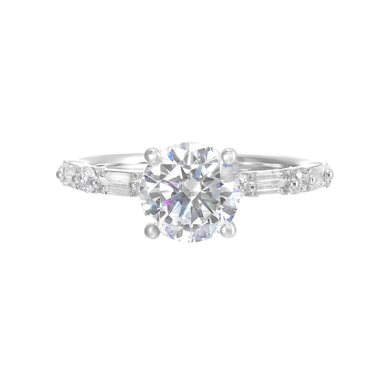 14Kt White Gold Semi Mount 3/8Ctw For 1 1/2Ctw Round Center