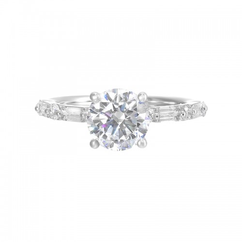 14Kt White Gold Semi Mount 3/8Ctw For 1 1/2Ctw Round Center