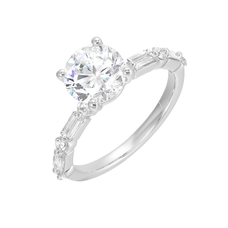 14Kt White Gold Semi Mount 3/8Ctw For 1 1/2Ctw Round Center