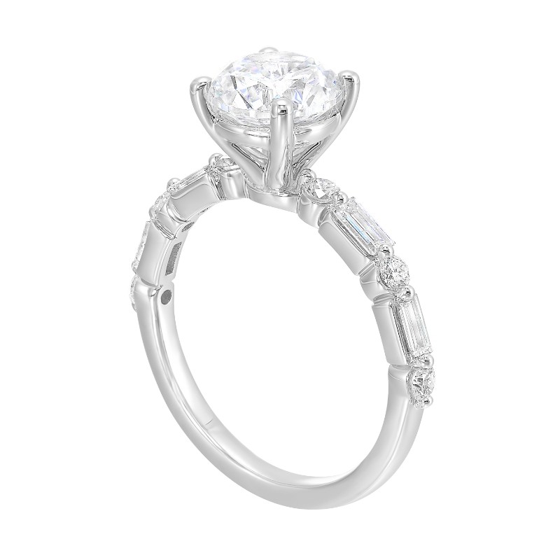 14Kt White Gold Semi Mount 3/8Ctw For 1 1/2Ctw Round Center