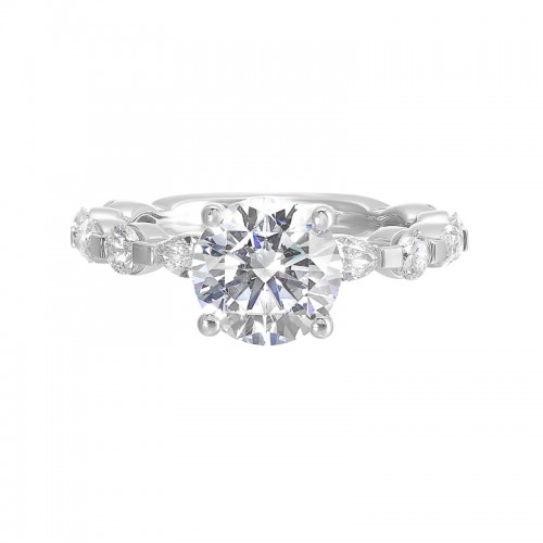 14Kt White Gold Semi Mount 3/4Ctw For 2Ctw Round Center