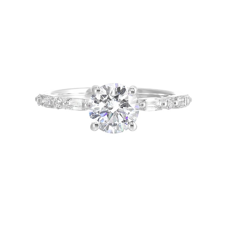 14Kt White Gold Semi Mount 1/4Ctw For 1Ctw Round Center