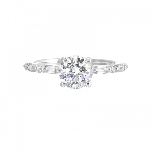 14Kt White Gold Semi Mount 1/4Ctw For 1Ctw Round Center