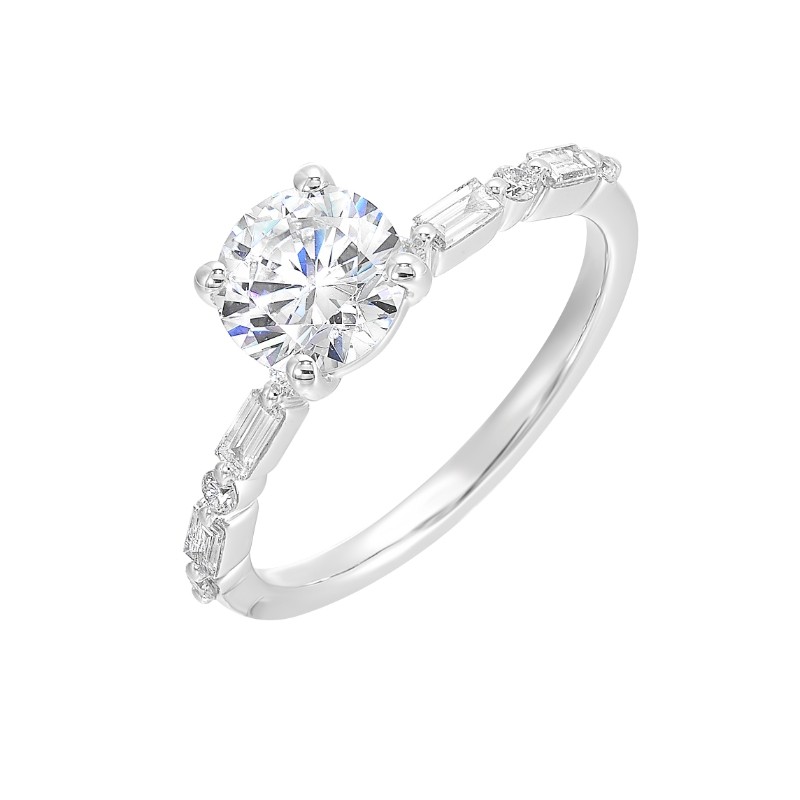 14Kt White Gold Semi Mount 1/4Ctw For 1Ctw Round Center