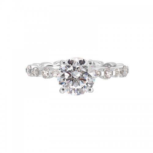 14Kt White Gold Semi Mount 3/8Ctw For 1 1/2Ctw Round Center