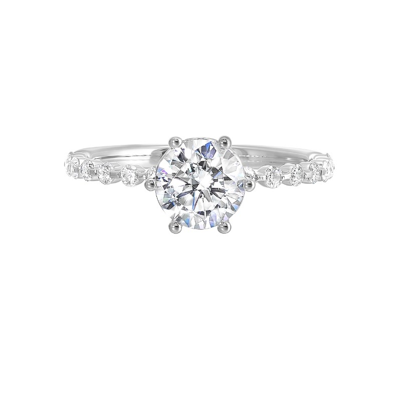 14Kt White Gold Semi Mount 1/5Ctw For 1Ctw Round Center