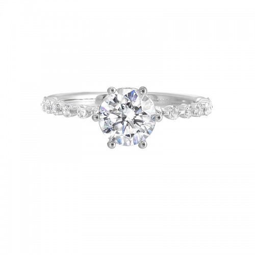 14Kt White Gold Semi Mount 1/5Ctw For 1Ctw Round Center