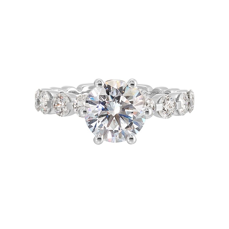 14Kt White Gold Semi Mount 7/8Ctw For 2Ctw Round Center