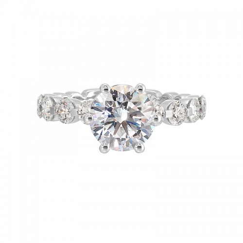 14Kt White Gold Semi Mount 7/8Ctw For 2Ctw Round Center